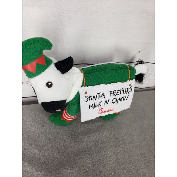 Chick-fil-A 7” Elf Christmas‎ Cow Plush Toy Santa Prefurs Milk ‘n Chikin - Picture 2 of 6